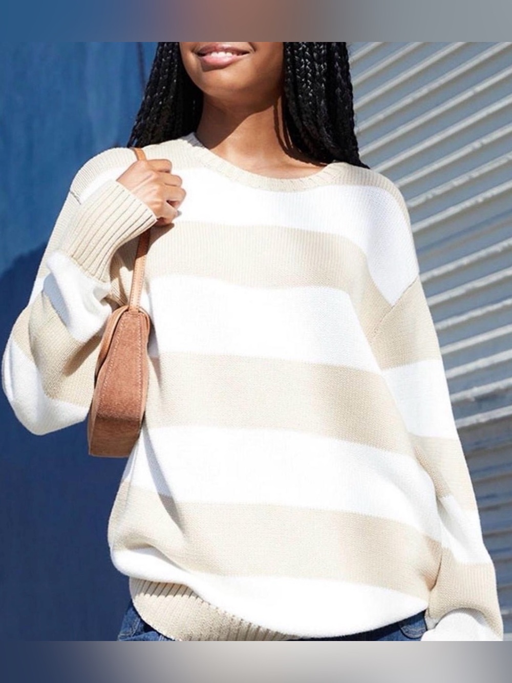 Brandy Melville Striped Cream Sweater